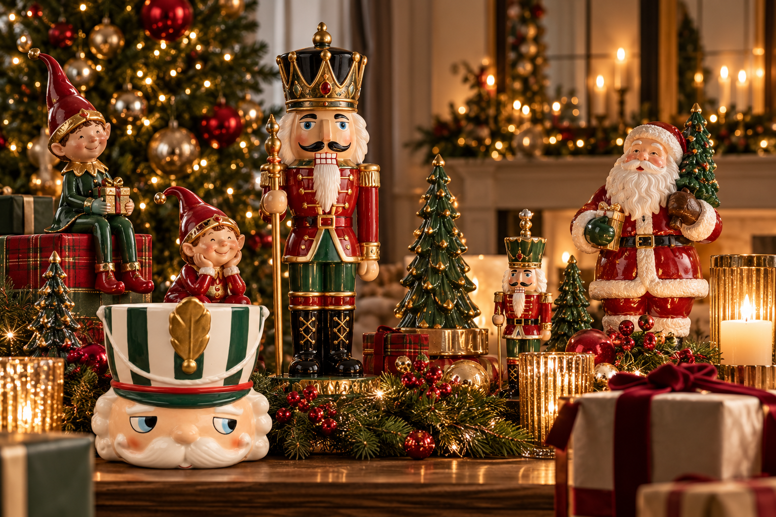 Schiaccianoci e personaggi di Natale decorativi per la casa
