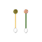 Set 2 Cucchiaini Giallo e Verde - Collezione Schiaccianoci Ichendorf Milano