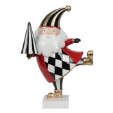 Babbo Natale in resina con albero decorativo bianco e nero H20 cm