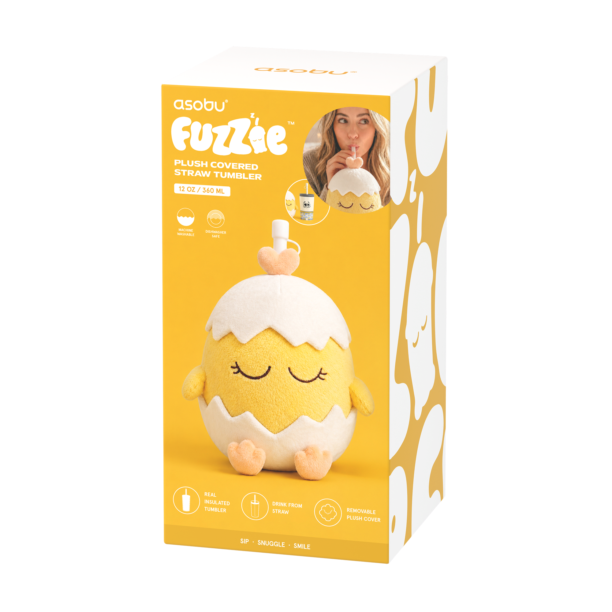 Borraccia termica Asobu Fuzzie Egg 360 ml in peluche con packaging