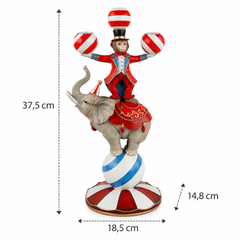 Portacandela natalizio scimmietta su elefante in resina H37,5 cm con dimensioni 18,5 x 14,8 cm