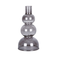 Portacandele Cerchi S in Vetro Fumè H16 D8 - PT3892BK