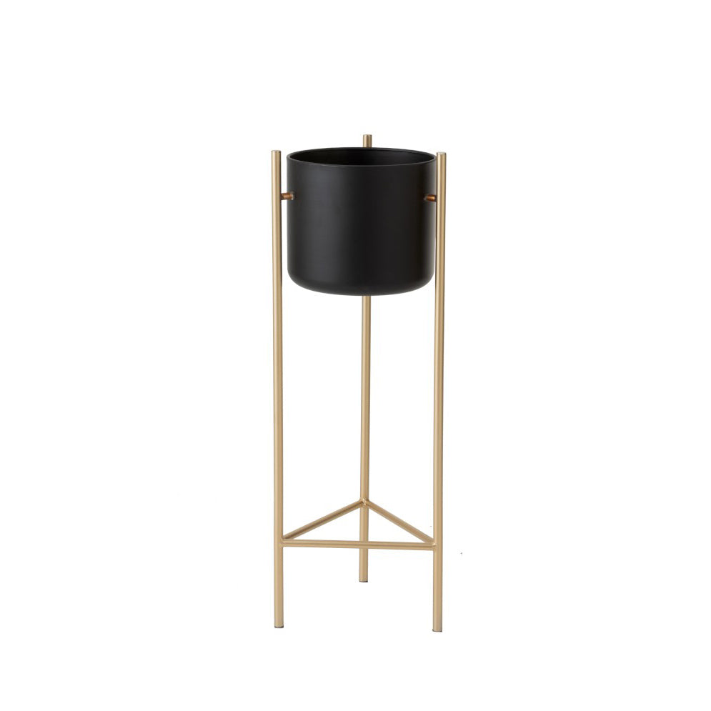Portavaso in metallo nero su piedistallo oro H80 - 96986