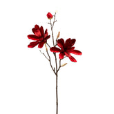 Ramo Magnolia Rossa in Velluto H66 | Rami artificiali natalizi di qualità - 684486