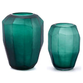 Vaso Poliedro Verde - Vaso in Vetro Sfaccettato Svasato - CONFIG0405