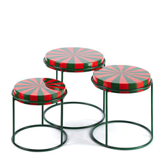 EDG - Enzo De Gasperi Tavolino in Metallo Rotondo Bicolore Rosso/Verde S H35 Cm