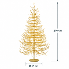 Albero LED Faggio Luminoso Oro H 210 cm EDG Enzo De Gasperi con 2690 MicroLED a luce calda dimensioni