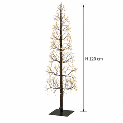 Albero LED Faggio Slim Nero EDG Enzo De Gasperi H 120 cm con LED Flash IP44 e indicazione dell’altezza