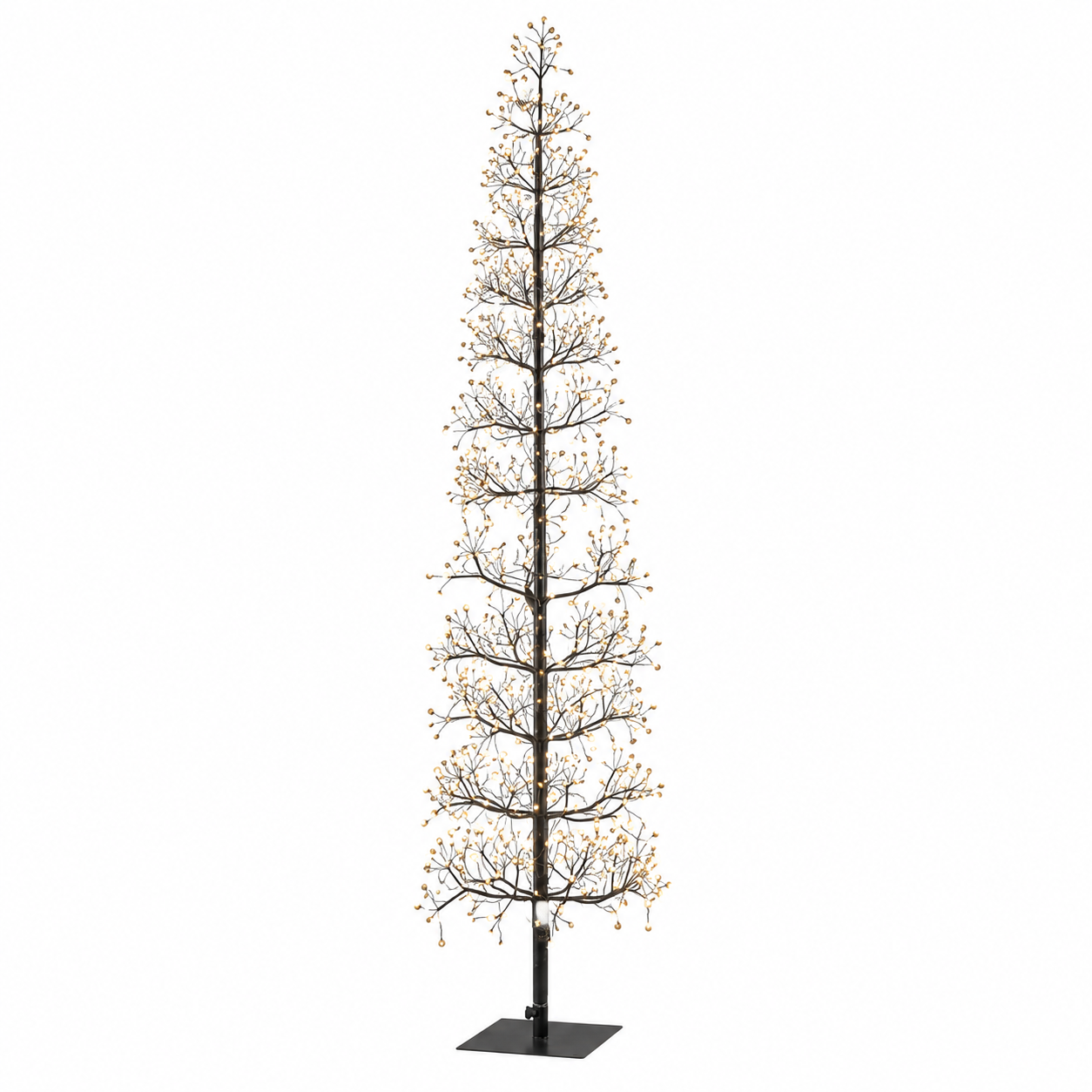Albero LED Faggio Slim Nero EDG Enzo De Gasperi H 180 cm con MicroLED a luce calda