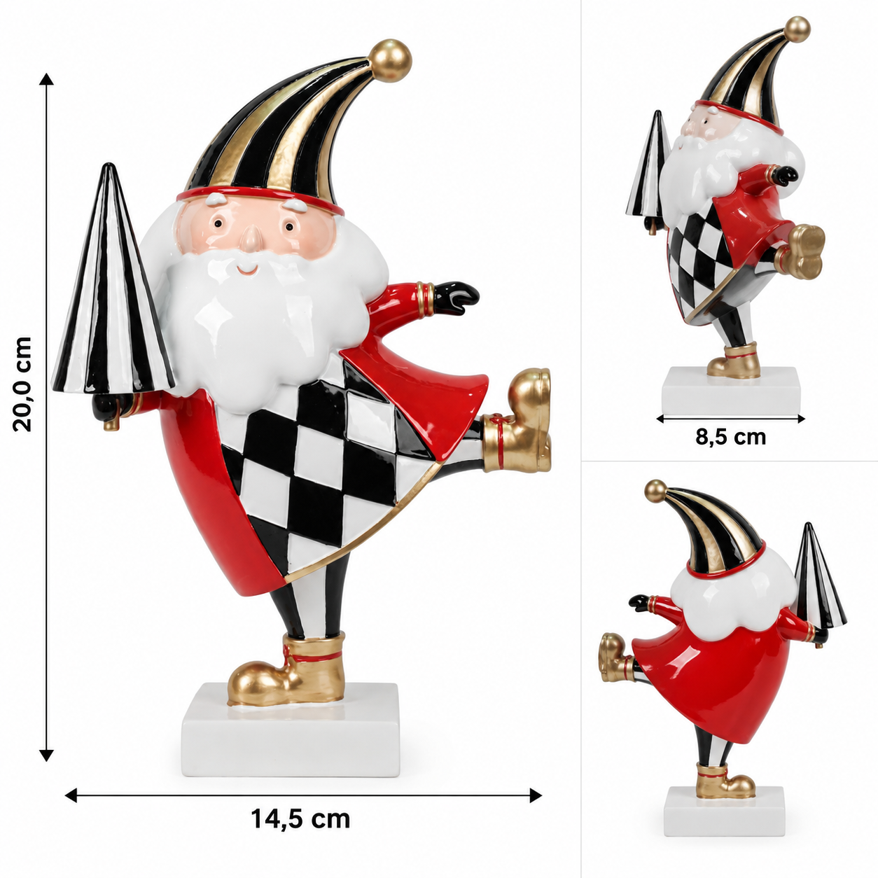 Babbo Natale in resina con albero dimensioni 14,5 x 8,5 x H20 cm