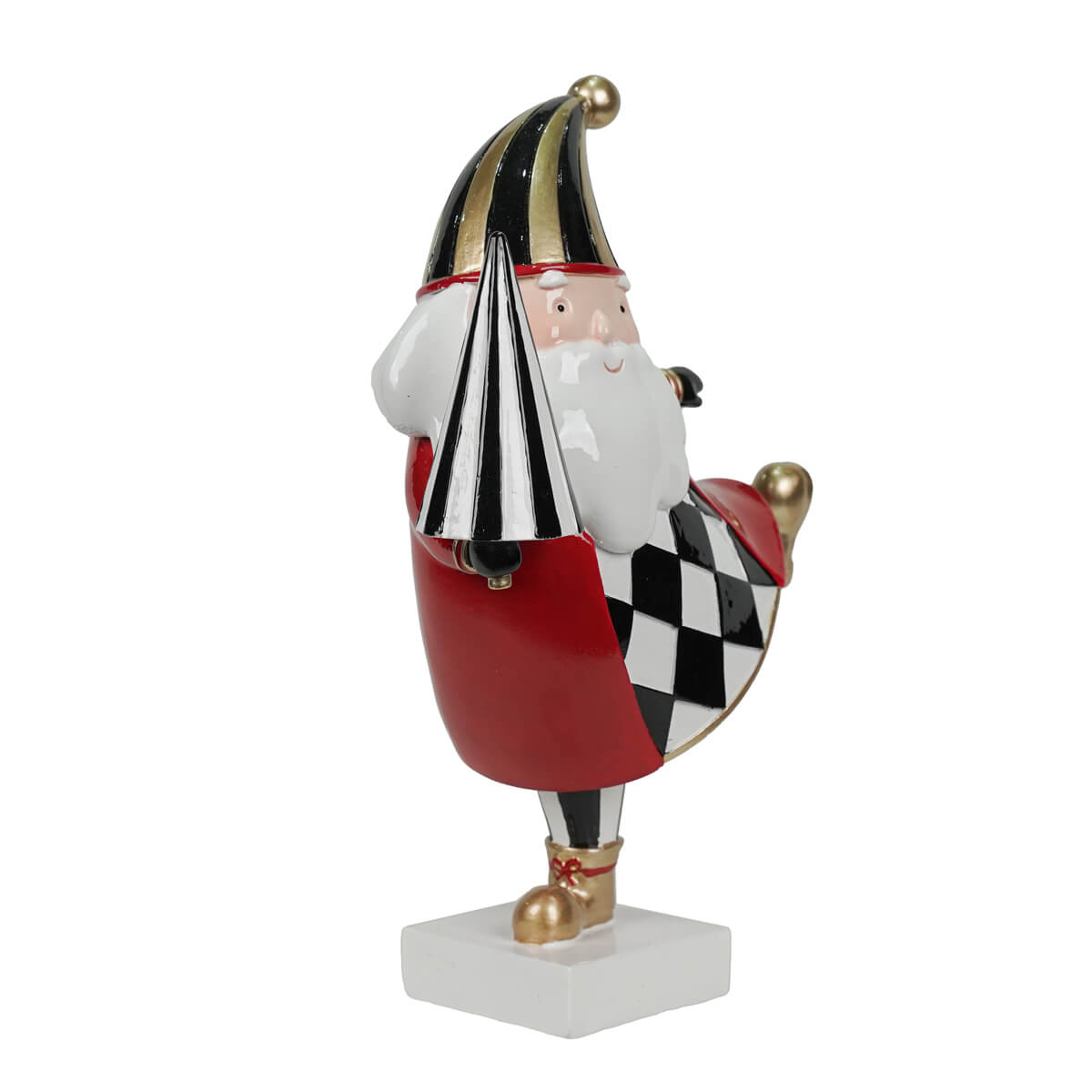 Babbo Natale in resina con albero H20 cm vista laterale