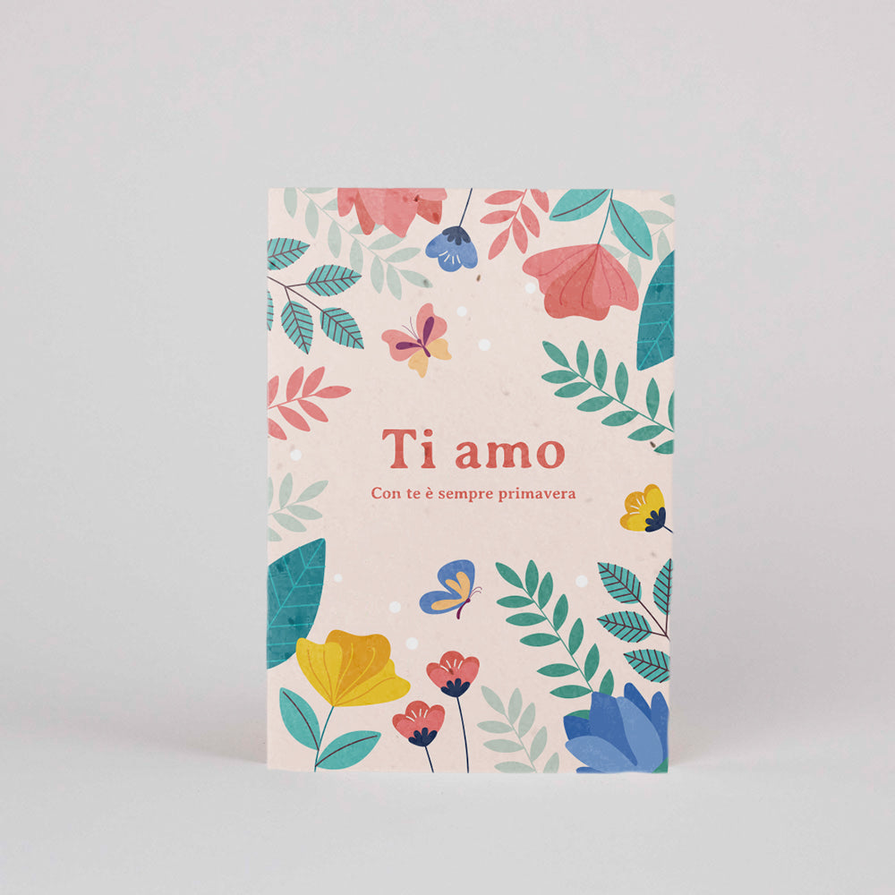 Cartolina Piantabile “Ti Amo” – Biglietto Ecologico con Semi di Fiori di Ontano