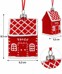 Casetta Candy natalizia da appendere dimensioni 6,2 x 5,5 x H 8,5 cm