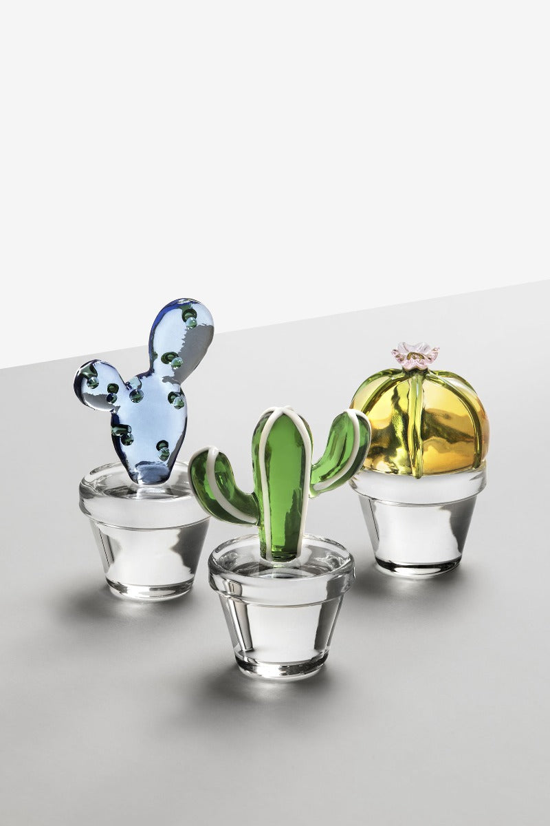 Fermacarte in vetro Borosilicato Cactus Blu Collezione Desert Plant Ichendorf Milano - 09352111