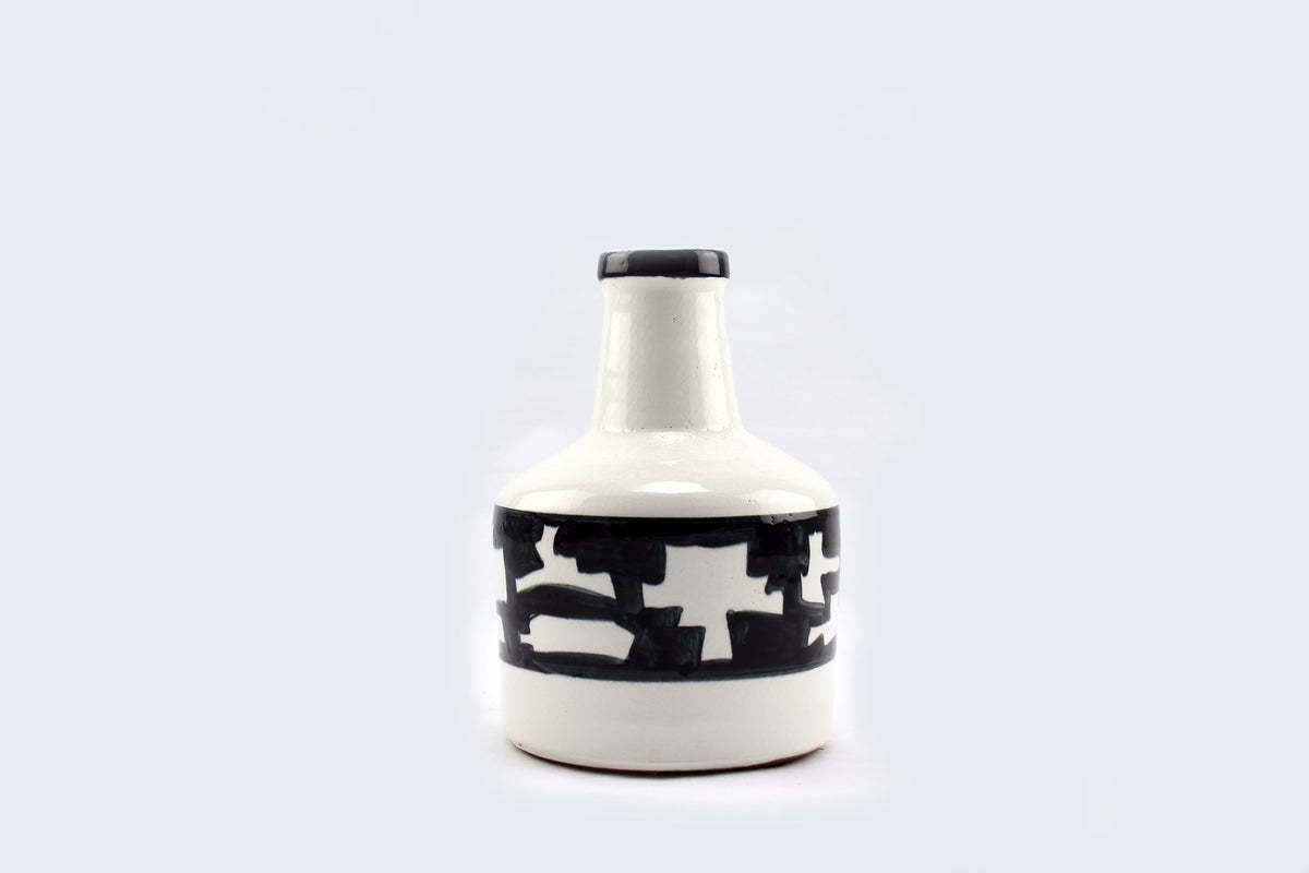 Vaso bianco nero ceramica Madoura: vasi design Pomax - 28798