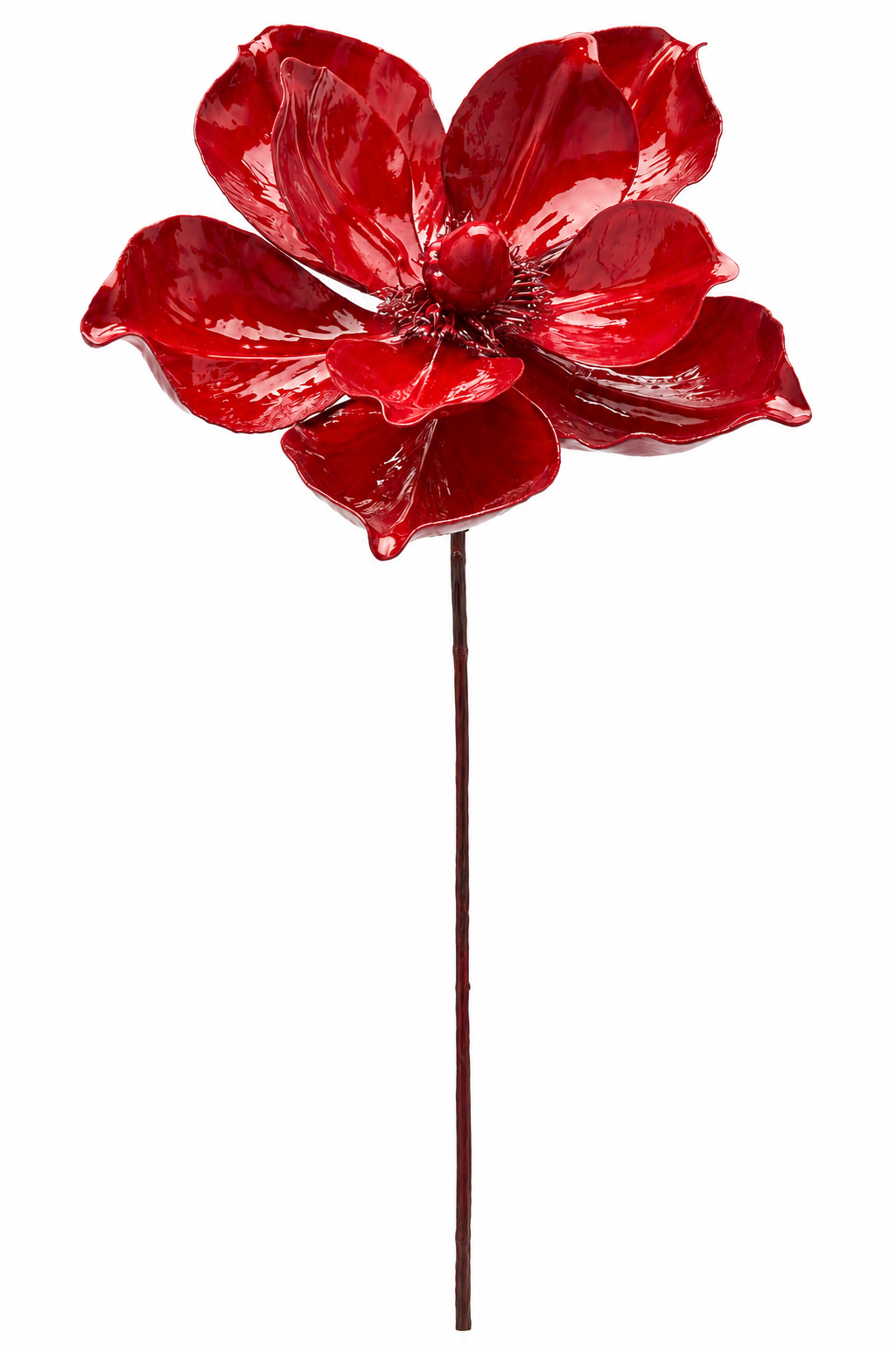 Magnolia Glossy Rossa EDG Enzo De Gasperi H 65 cm con fiore Ø 25 cm e finitura lucida