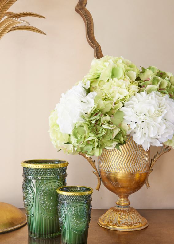 Ortensia artificiale Set 4Pz. Verde e Bianco H45 | Fiori artificiali di qualit&agrave; - 215524,72
