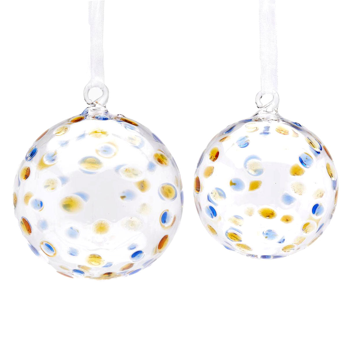 Palla vetro Drops Pois Blu e Oro | Palline di Natale in vetro EDG Enzo De Gasperi - CONFIG0449