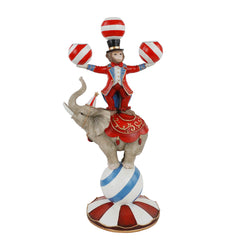 Portacandela natalizio scimmietta su elefante in resina H37,5 cm