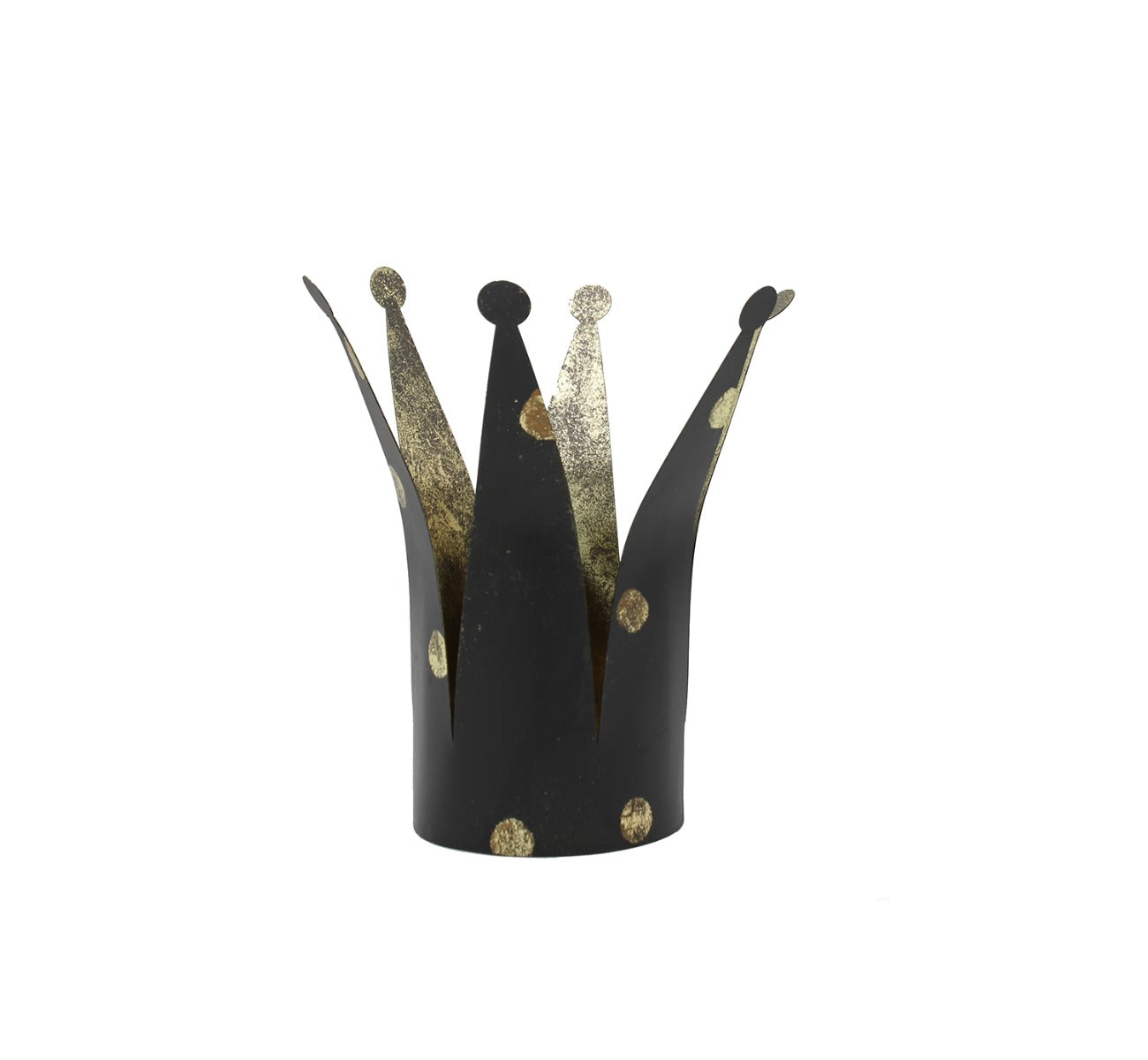 Portacandele Corona nero a pois oro H24 - 1212930-M