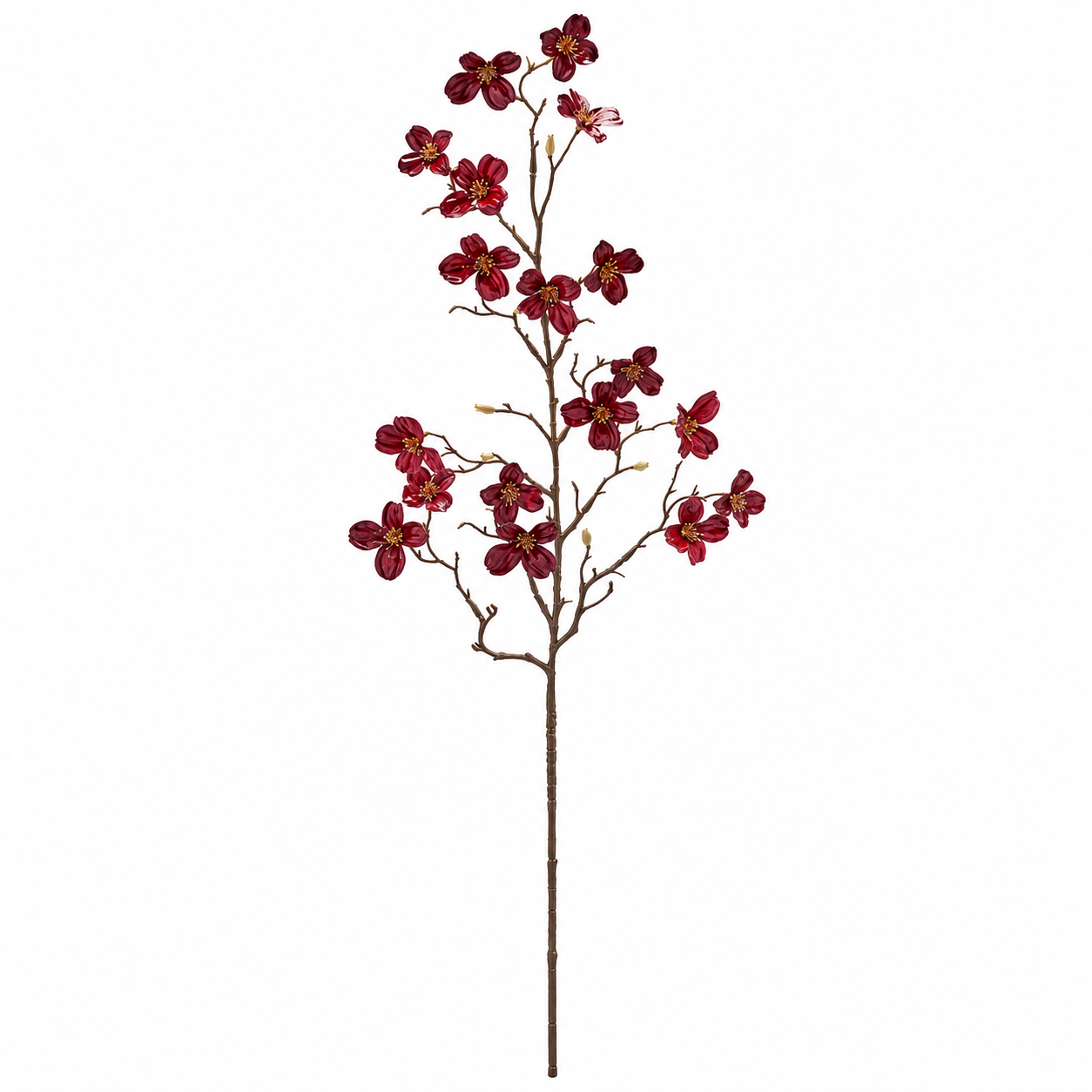 Ramo Artificiale Cornus Glossy Rosso EDG Enzo De Gasperi H 85 cm con fiori rossi e finitura lucida