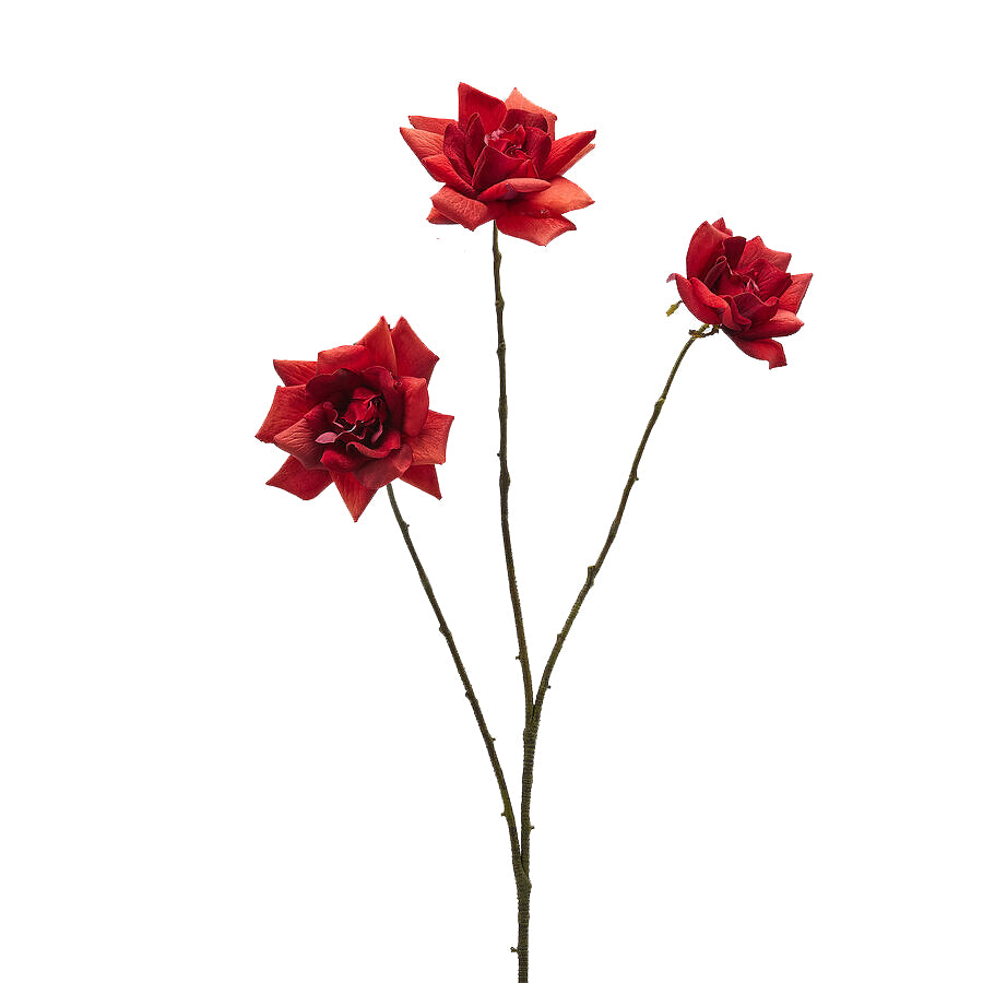 Ramo Rosa Rosso X3 Fiori EDG Enzo De Gasperi H 80 cm con tre rose artificiali decorative