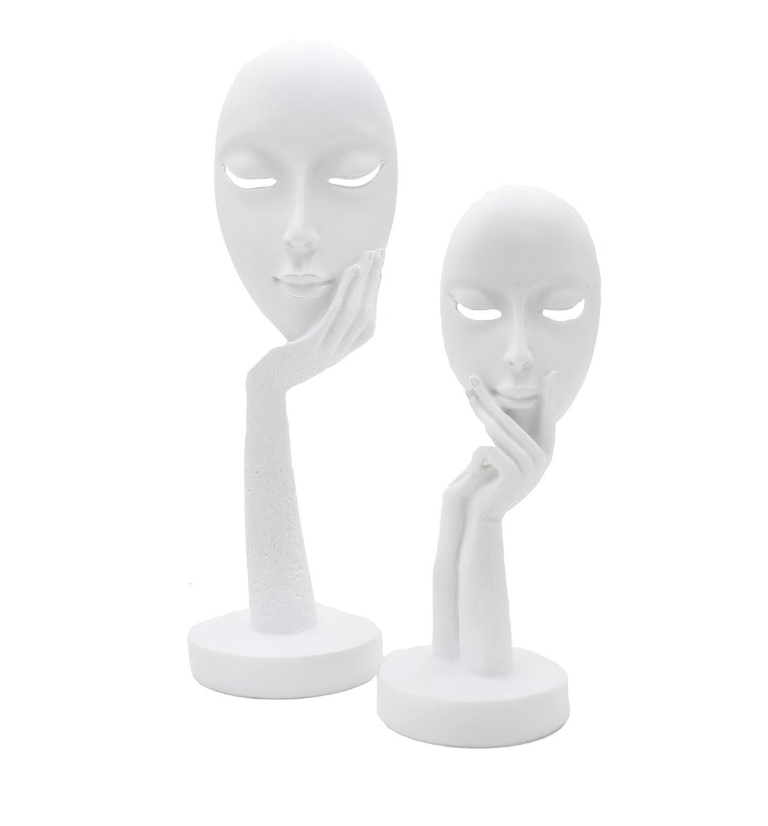 Scultura Maschera Bianca su Mani | Sculture Moderne di Design - CONFIG0278