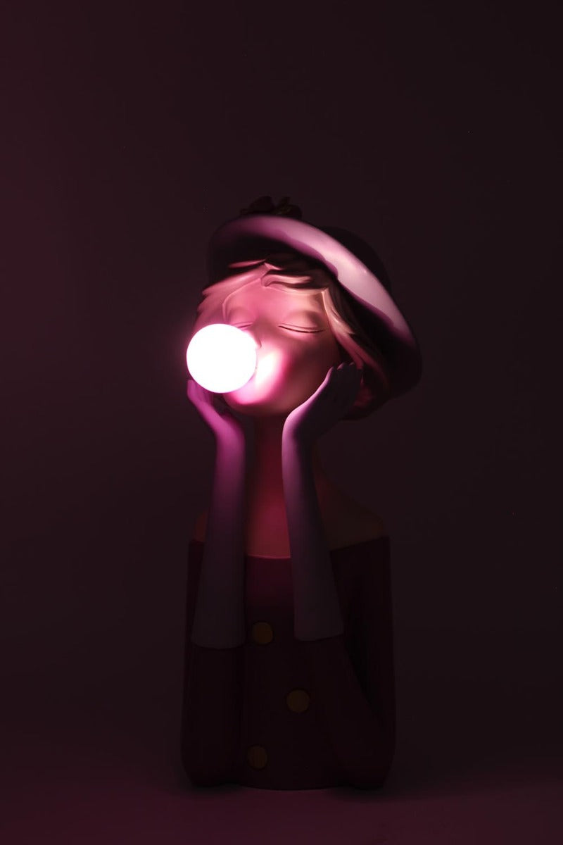 Scultura Mezzo Busto Donna con Palloncino Chewing Gum LED - YCY-Z013-LED