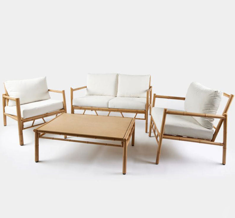 Set da Giardino 4 Pezzi Alluminio Simil Bamboo | Arredo Outdoor EDG - 7400015A977