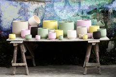 Vaso Aline Cemento Rosa H 13 Cm L 15 Cm | Vasi di Design in Cemento - 726005