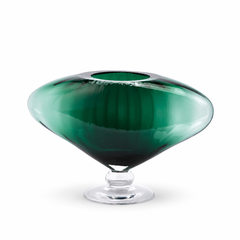 Vaso Bombato a Righe EDG Enzo De Gasperi in vetro verde Ø 30 × H 20 cm