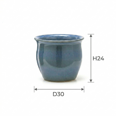 Vaso Cachepot Bombato in Terracotta Azzurra H24 D30 EDG Enzo De Gasperi