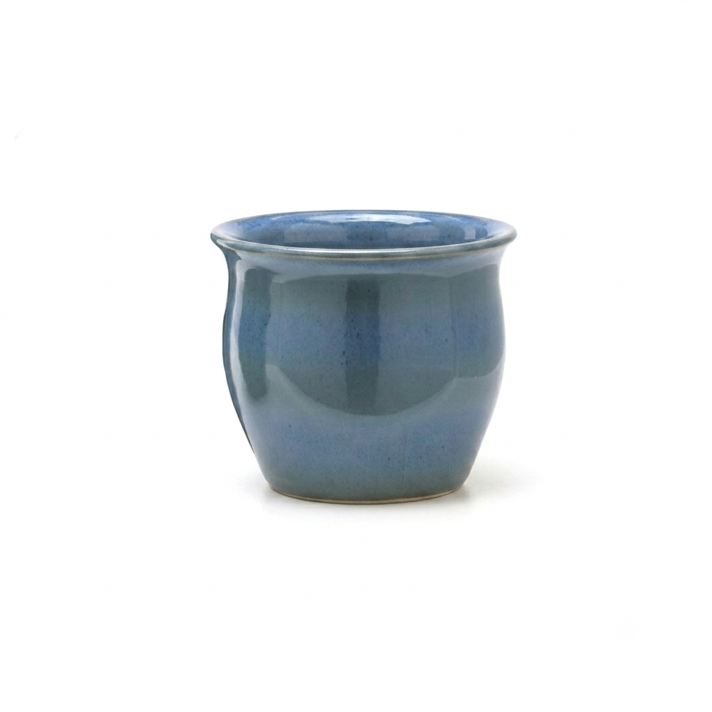 Vaso Cachepot Bombato in Terracotta Azzurra H24 D30 EDG Enzo De Gasperi