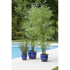 Vaso Cachepot Bombato in Terracotta Blu H20 D23 EDG Enzo De Gasperi