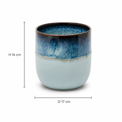 Vaso Cachepot Nuance Rotondo Celeste/Blu H16 D17 Cm – EDG Enzo De Gasperi