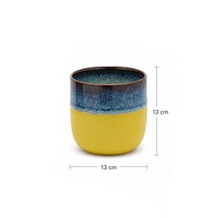 Vaso Cachepot Nuance Rotondo Giallo/Blu H13 D13 Cm – EDG Enzo De Gasperi