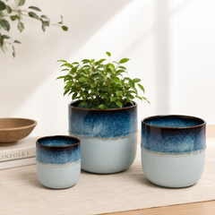 Vaso Cachepot Nuance Rotondo Celeste/Blu H16 D17 Cm – EDG Enzo De Gasperi