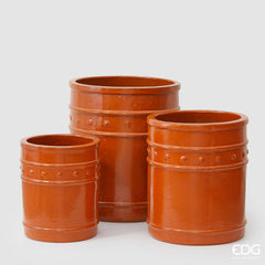 Vaso Cilindrico Glaze Atlas Capri EDG H60 D50 in Ceramica Arancio - Design Italiano