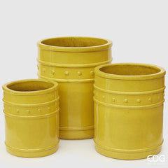 Vaso Cilindrico Glaze Atlas Capri EDG H60 D50 in Ceramica Gialla - Design Italiano