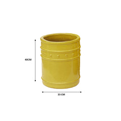 Vaso Cilindrico Glaze Atlas Capri EDG H40 D33 in Ceramica Gialla - Design Italiano