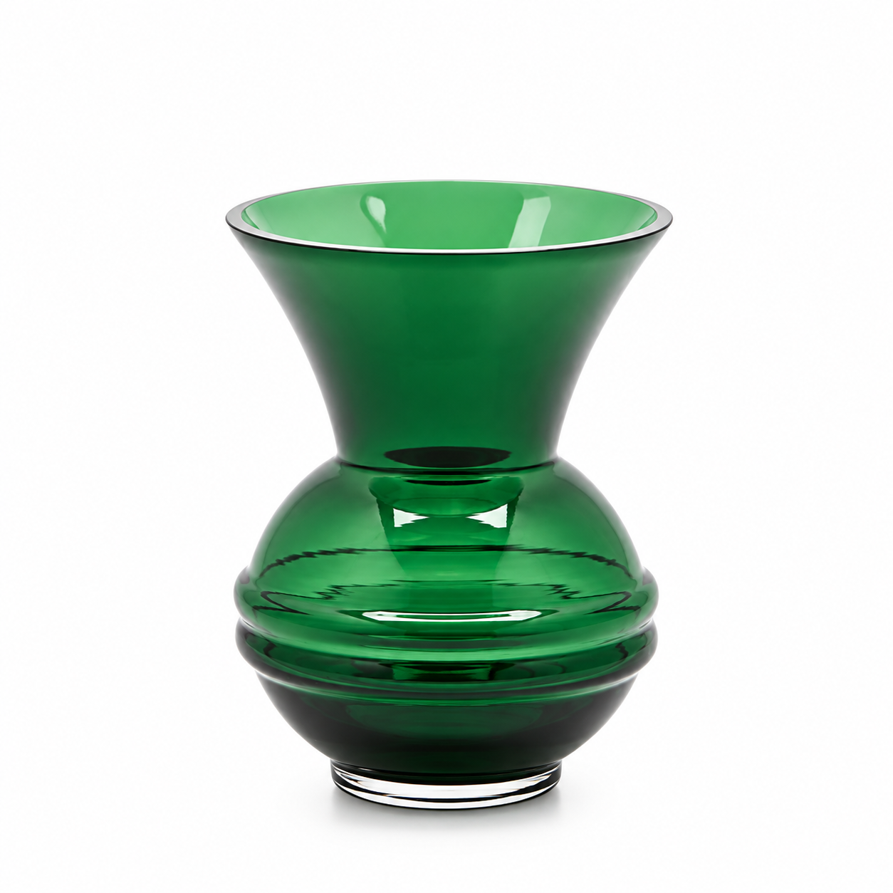 Vaso Coppa Verde in vetro EDG Enzo De Gasperi H 20 × Ø 15 cm con corpo bombato e apertura superiore svasata