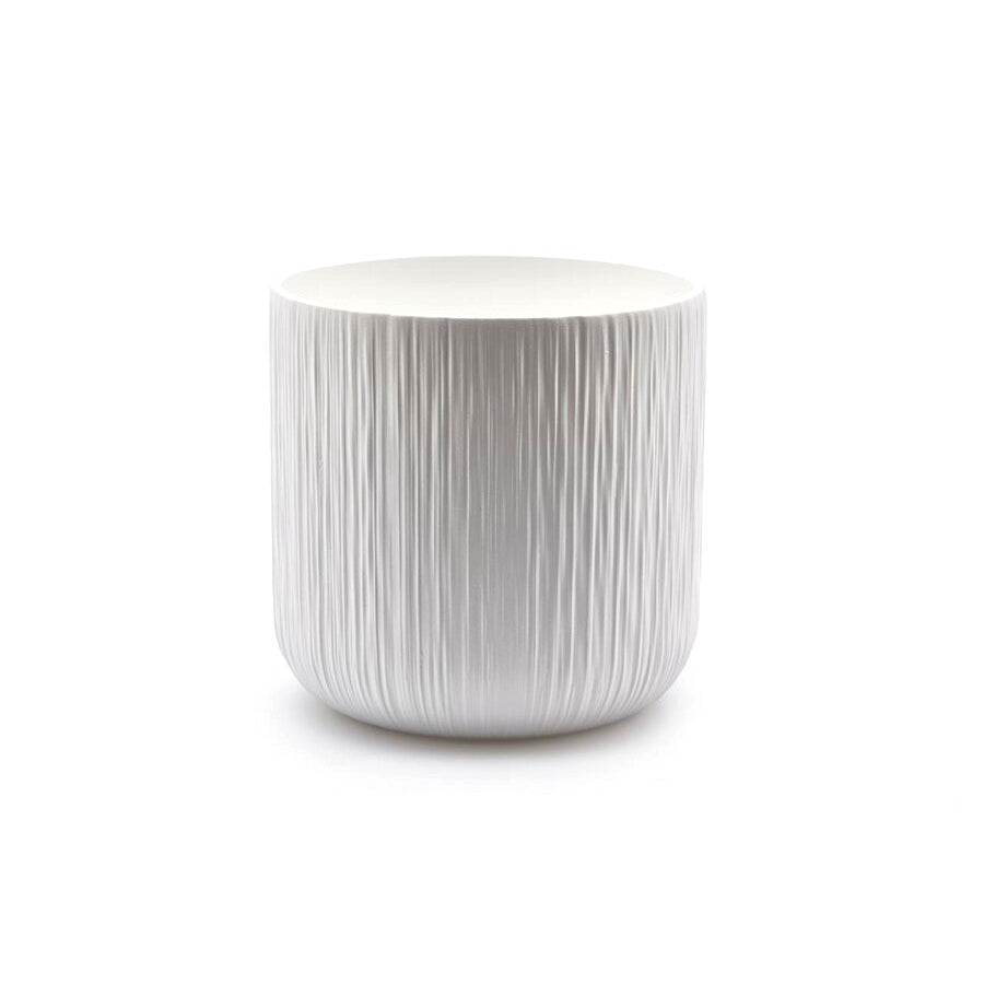 Vaso in Ceramica Bianco Rigato H14,5 D15 EDG | Design Moderno e Minimalista