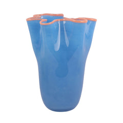 Present Time - Vaso Ruffles Blu H31,5 D23 CM | Vasi di Design in Vetro Colorato - PT4160BL
