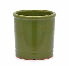 Vaso Glaze Cilindro H23 D24,5 Verde Oliva EDG | Cachepot in Ceramica Smaltata