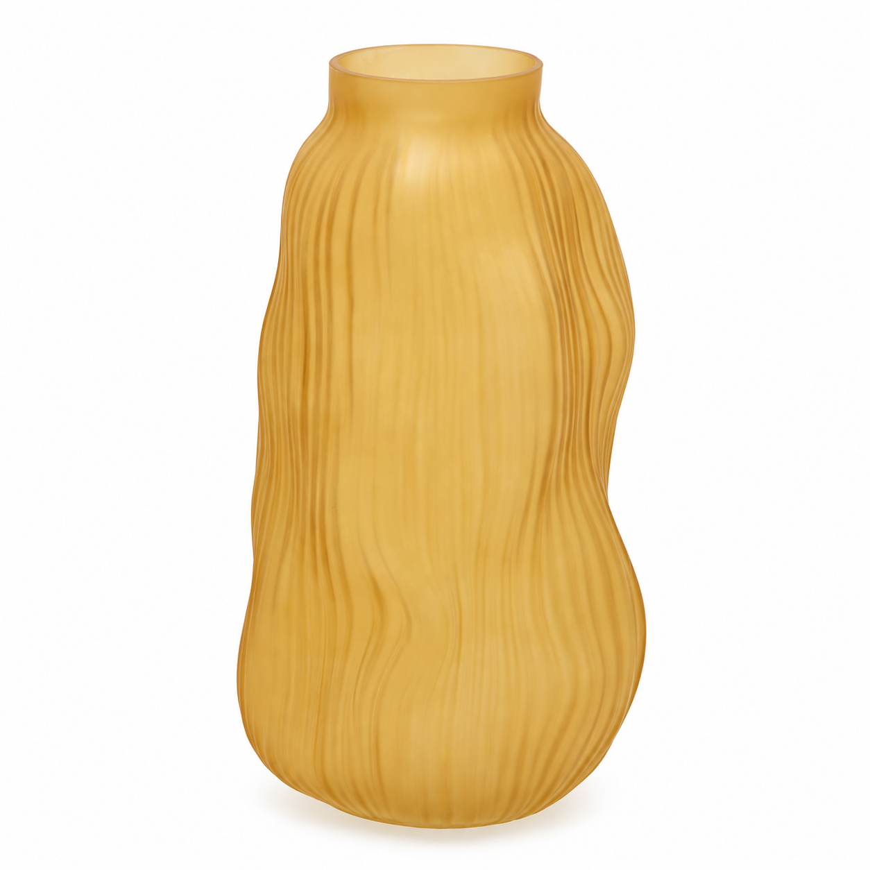 Vaso Millerighe Sinuoso Ambra in vetro EDG Enzo De Gasperi H 32 × Ø 18 cm con lavorazione a righe verticali