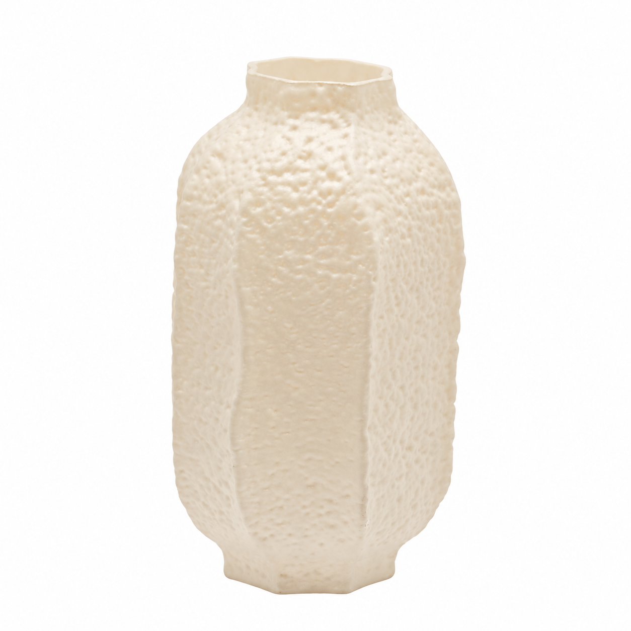 Vaso Primordial Avorio in vetro EDG Enzo De Gasperi H 30 × Ø 16,5 cm con finitura satinata e texture materica