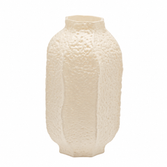 Vaso Primordial Avorio in vetro EDG Enzo De Gasperi H 30 × Ø 16,5 cm con finitura satinata e texture materica