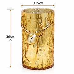 Vaso Renna Cilindro Oro EDG Enzo De Gasperi in vetro con dimensioni H 26 × Ø 15 cm