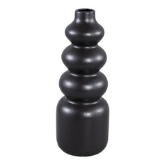 Vaso Trina Black H37,5 | Vaso in ceramica nera con motivo a cerchi sovrapposti - 713213