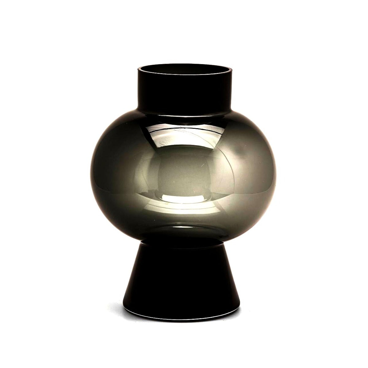 Vaso con sfera grigio scuro H35 X D27 | Vasi di design in vetro - 106285